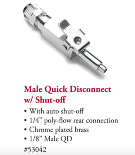TPC Dental 1/8 Male Quick Disconnect w/ Shut -off