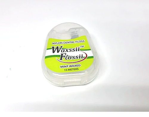 72 PK Waxsii Flossii, Waxed Nylon-15M Paitient Trail Dental Floss, Mint Flavored