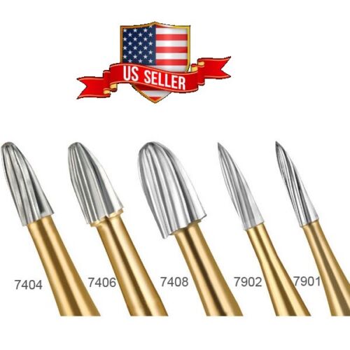 Trimming & Finishing gold carbide burs with blades Friction Grip different sizes